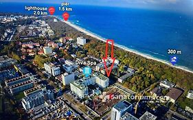 Apartament prywatny, w 4 -gwiazdkowym Hotelu Diva, balkon, 300m do morza, do dworca PKP pieszo 10 minut, darmowe WiFi w apartamencie, dodatkowo płatne - Parking, SPA, Siłownia, Squash